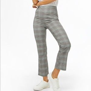 Glen plaid high-rise pants